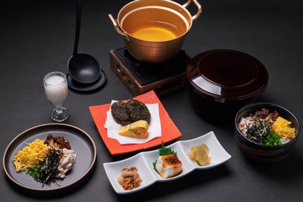 団体ご旅行鶏飯島の天ぷらランチメニューセット